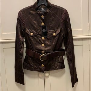 Rock & Republic Brown Satin Jacket Blazer Sz 2